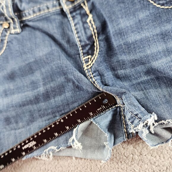Vigoss Shorts Womens 20 (38x2) Blue Denim Cut Offs Jorts Embroidered - Picture 9 of 16